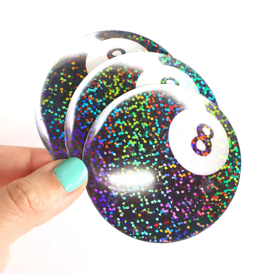 trendy 8 ball black and white glitter vinyl sticker