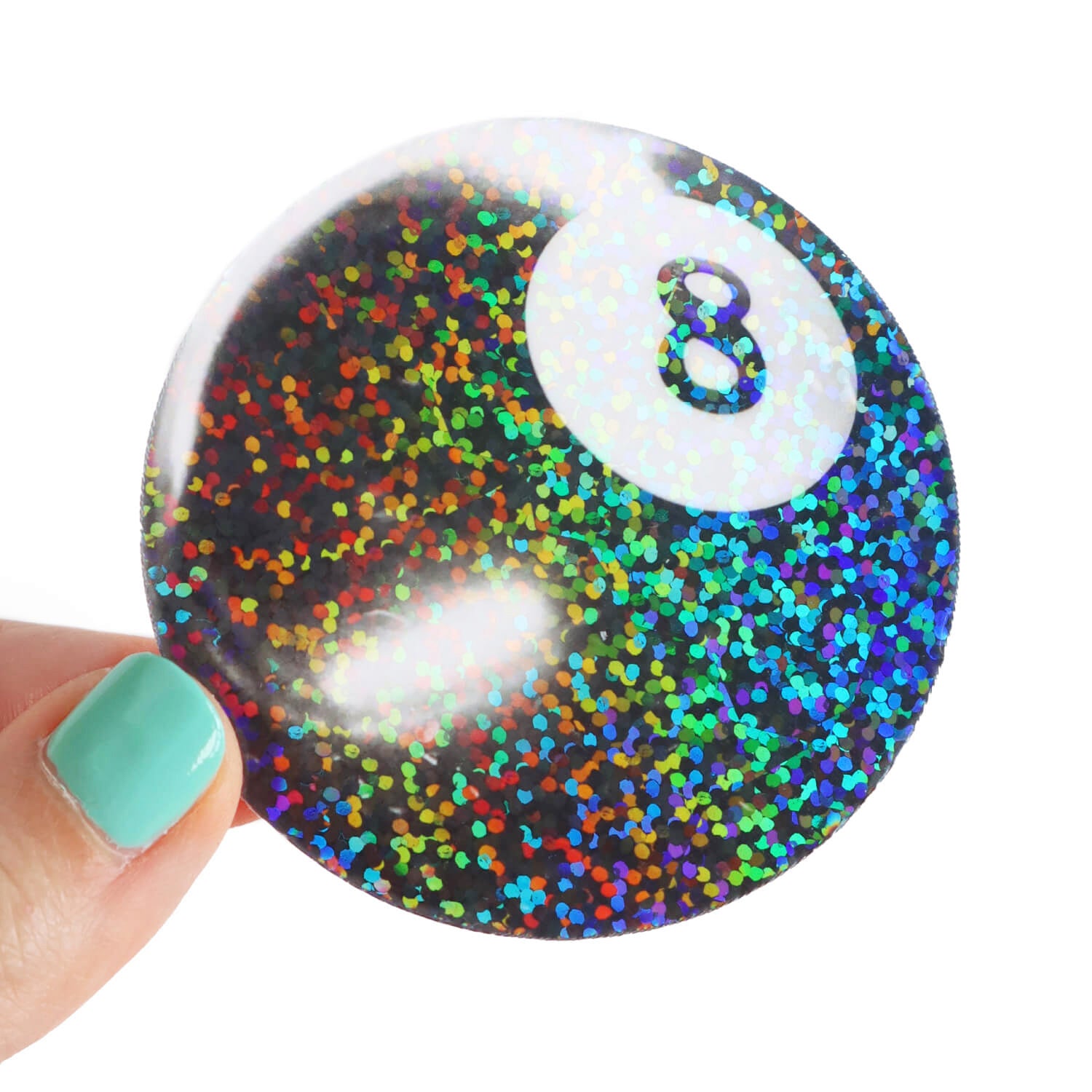 trendy 8 ball black and white glitter vinyl sticker