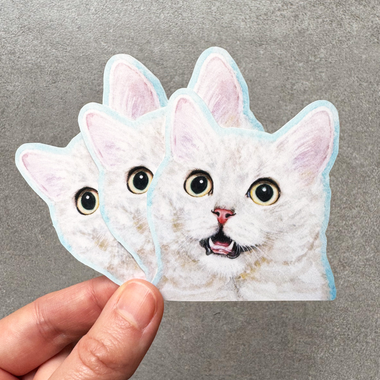 Funny Blue Kitty Vinyl Sticker