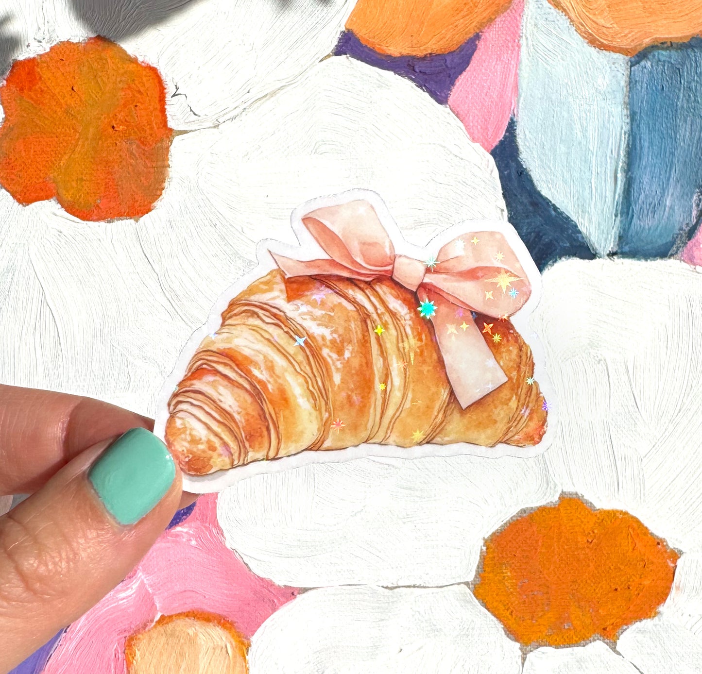 Pretty Lil Croissant Glitter Sticker