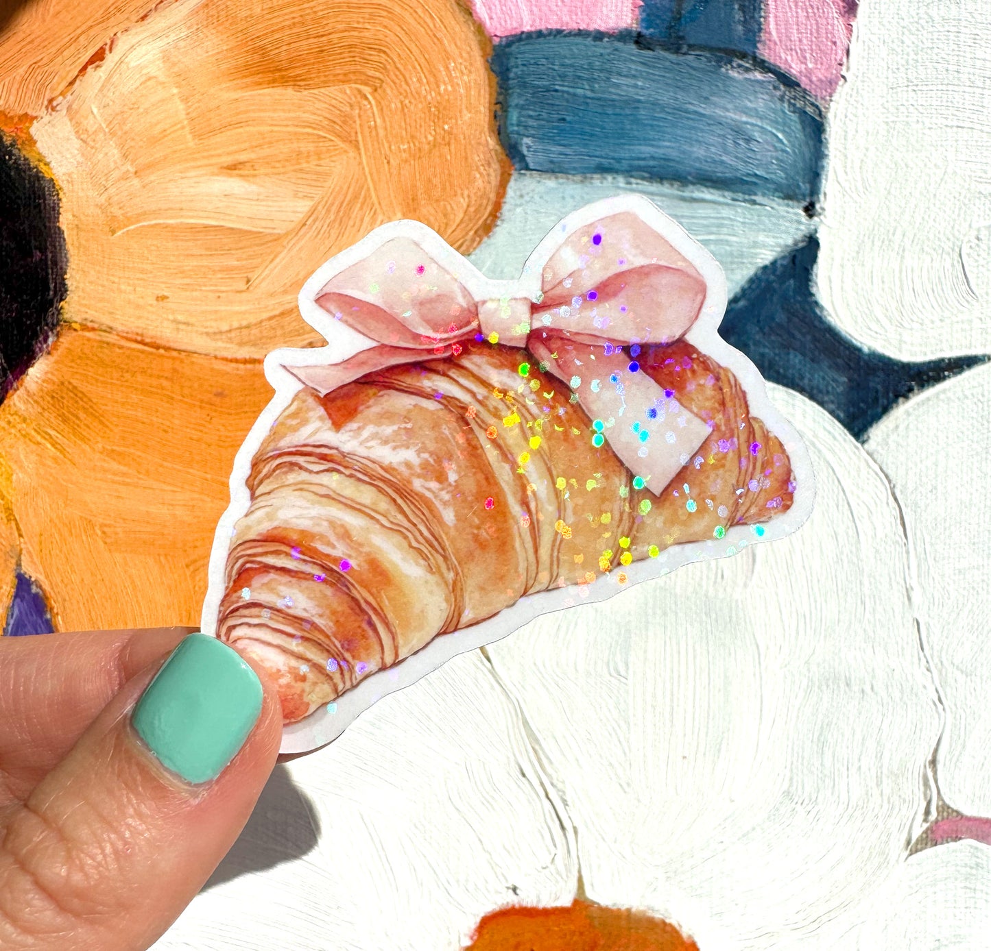 Pretty Lil Croissant Glitter Sticker