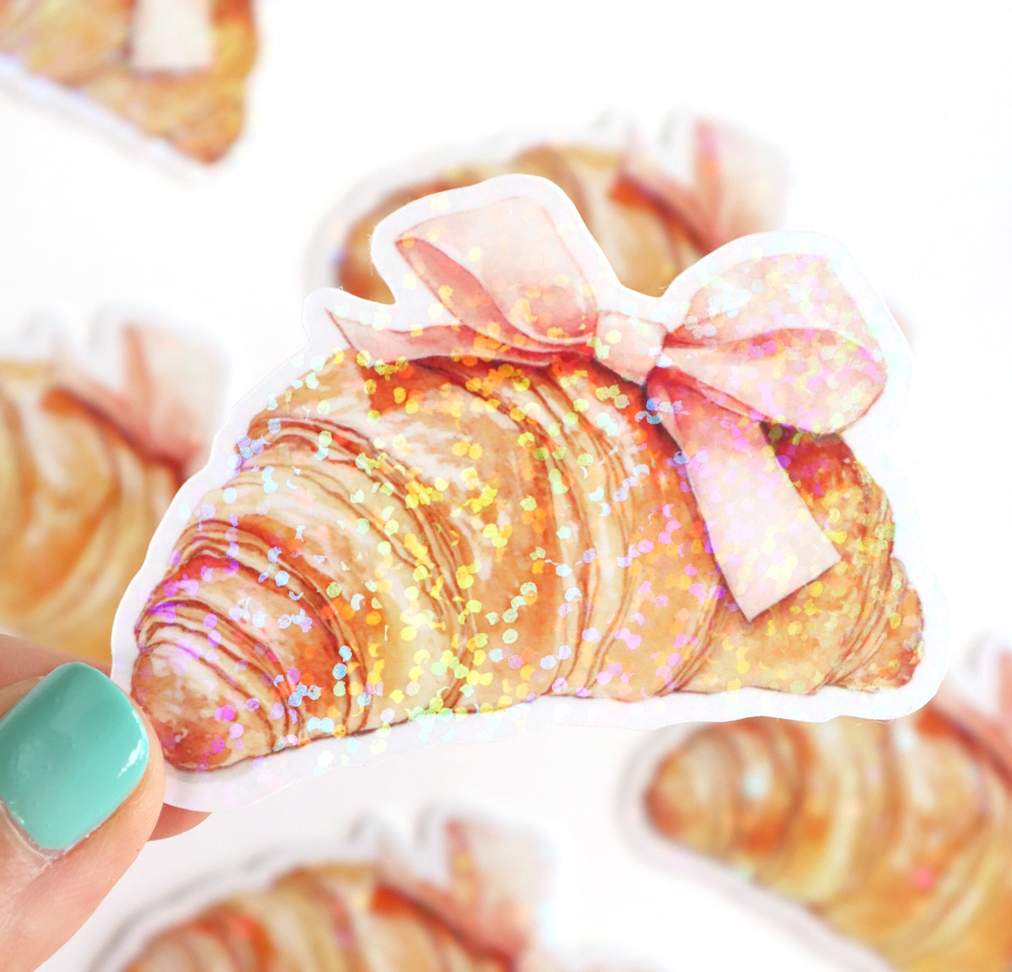 Pretty Lil Croissant Glitter Sticker