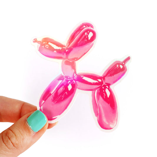 Balloon Dog (Pink) Holographic Vinyl Sticker