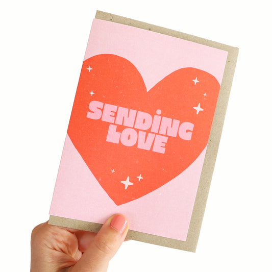 Sending Love (Pink + Red) Greeting Card