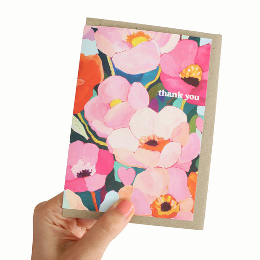 Thank You - Colourful Floral Greeting Card