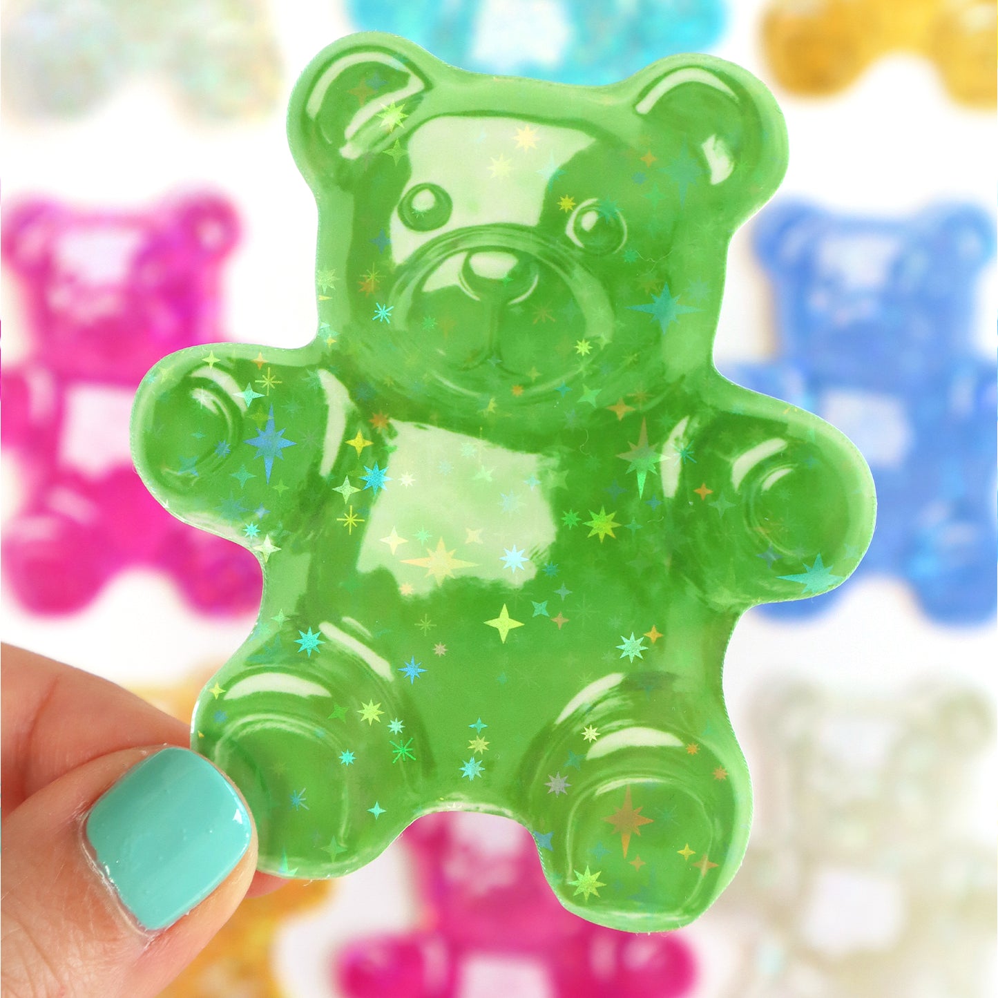Glittery Gummy Bear Stickers (7 Colours)