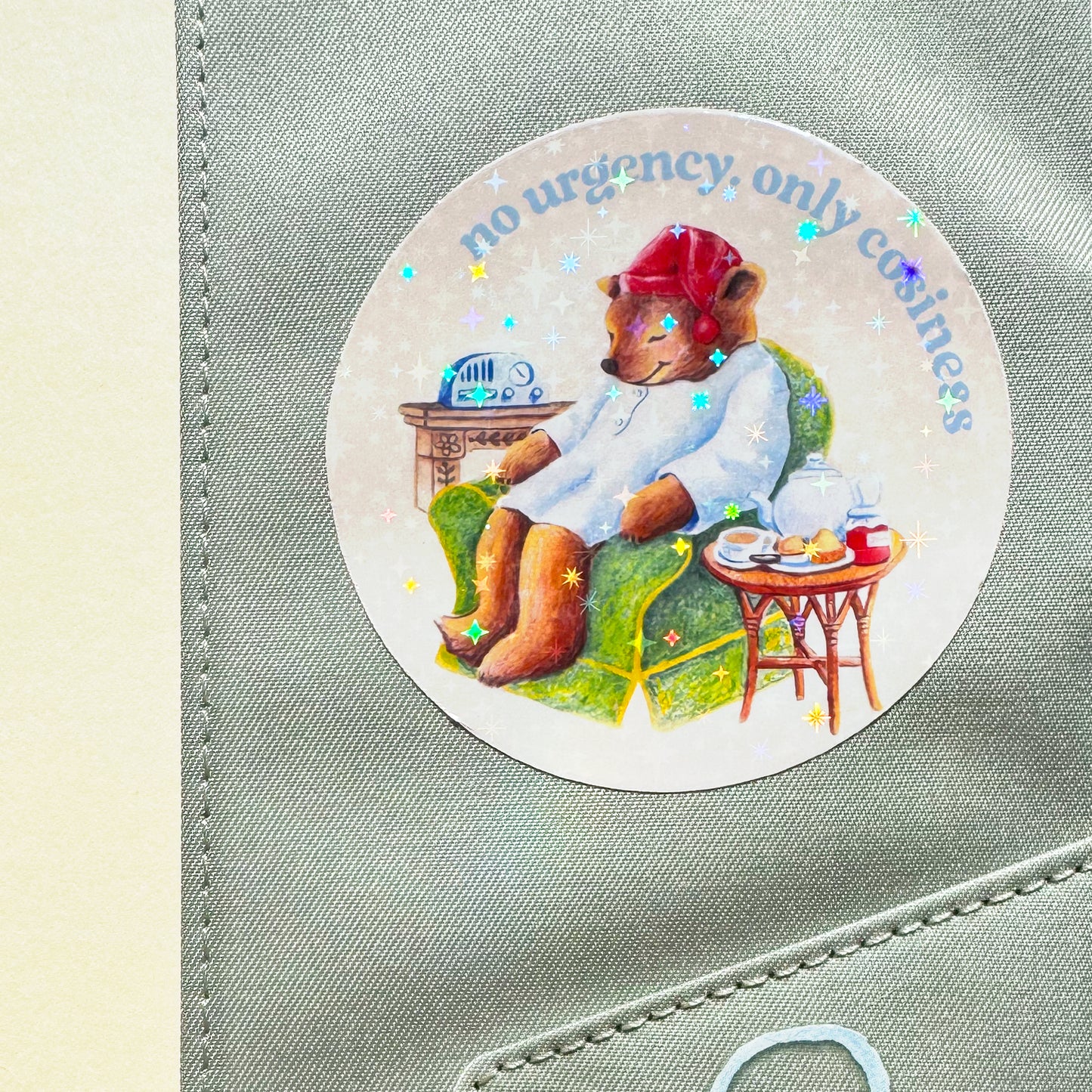 Cosy Sleepytime Bear Glitter Sticker