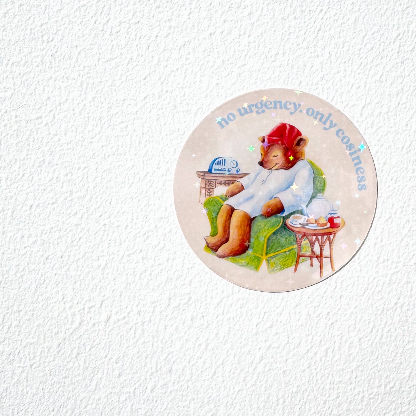 Cosy Sleepytime Bear Glitter Sticker