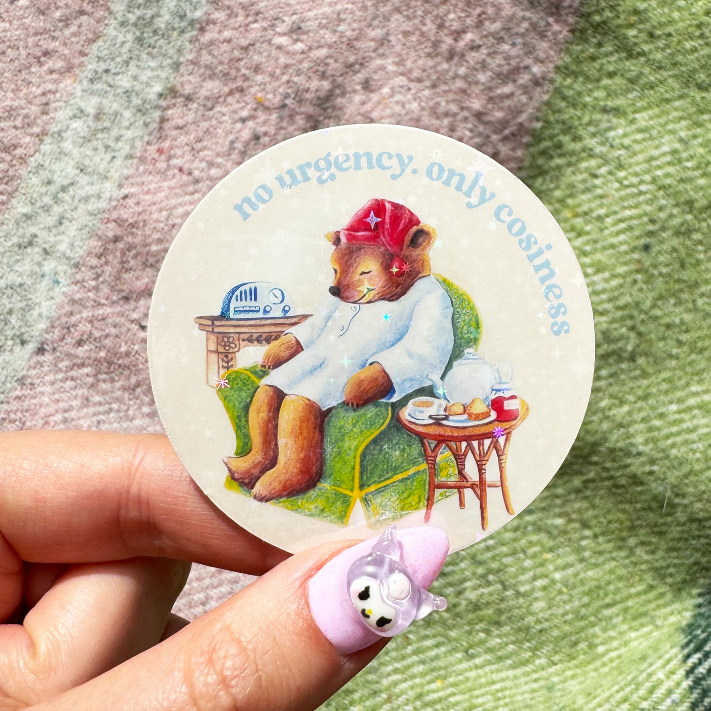 Cosy Sleepytime Bear Glitter Sticker