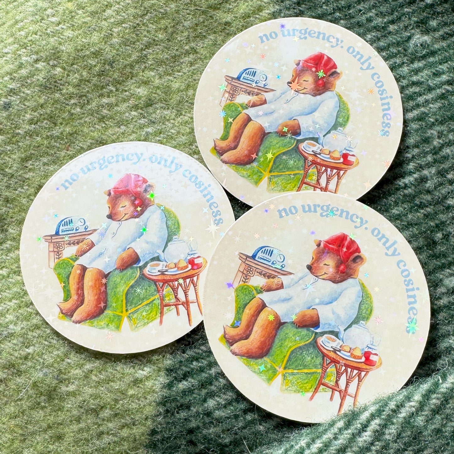 Cosy Sleepytime Bear Glitter Sticker