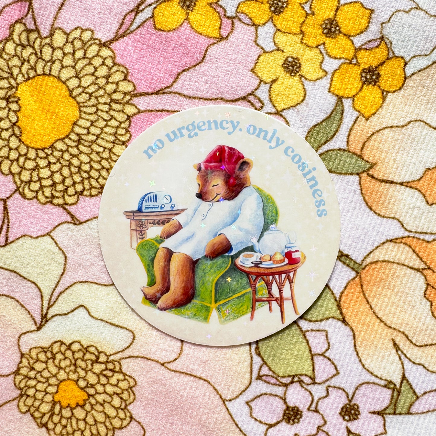 Cosy Sleepytime Bear Glitter Sticker