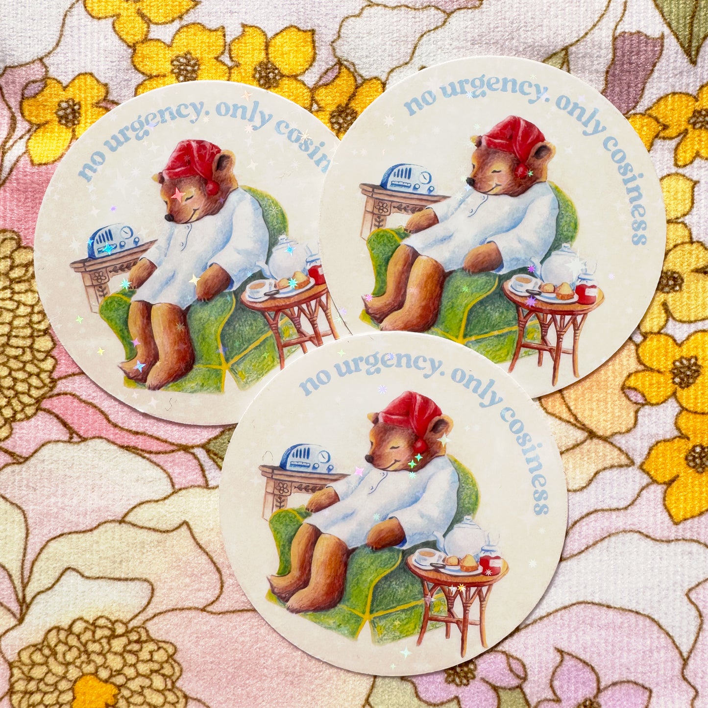 Cosy Sleepytime Bear Glitter Sticker