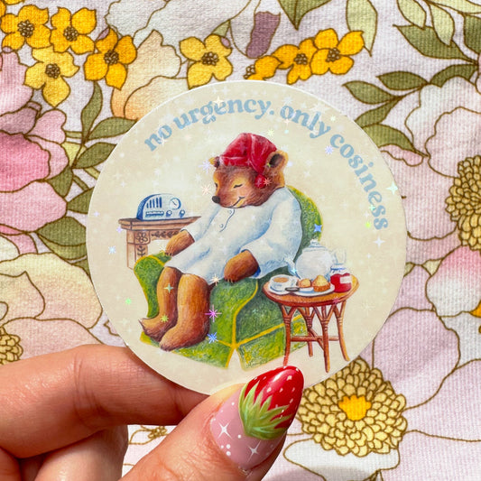 Cosy Sleepytime Bear Glitter Sticker