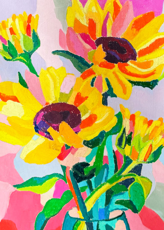 Sunflower Shenanigans Framed Original Artwork