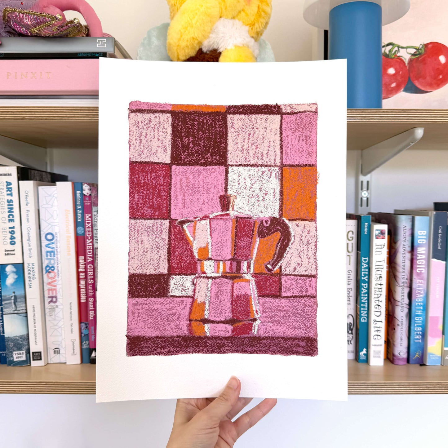 Moka Pot Original Oil Pastel Artwork