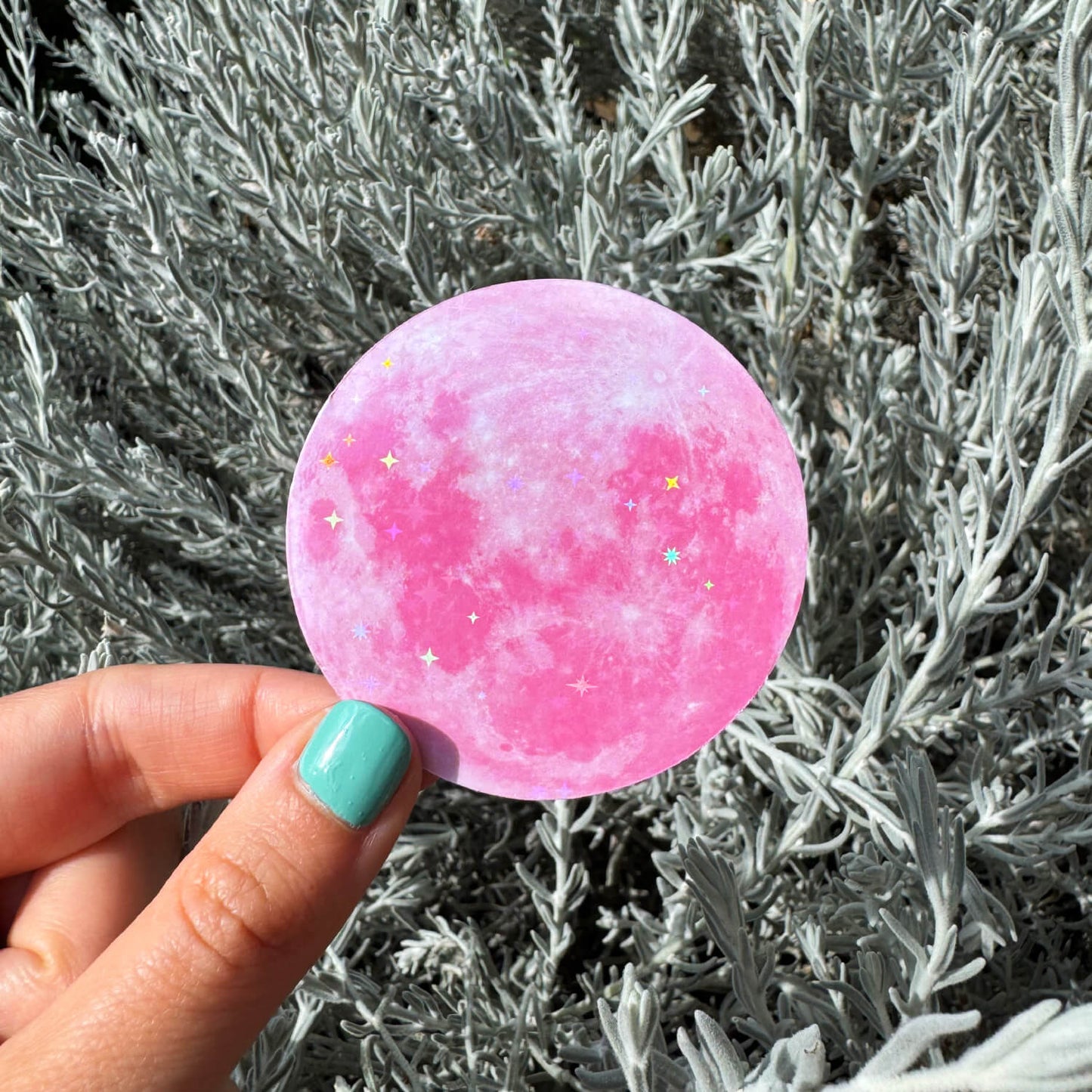 pink moon glitter vinyl sticker