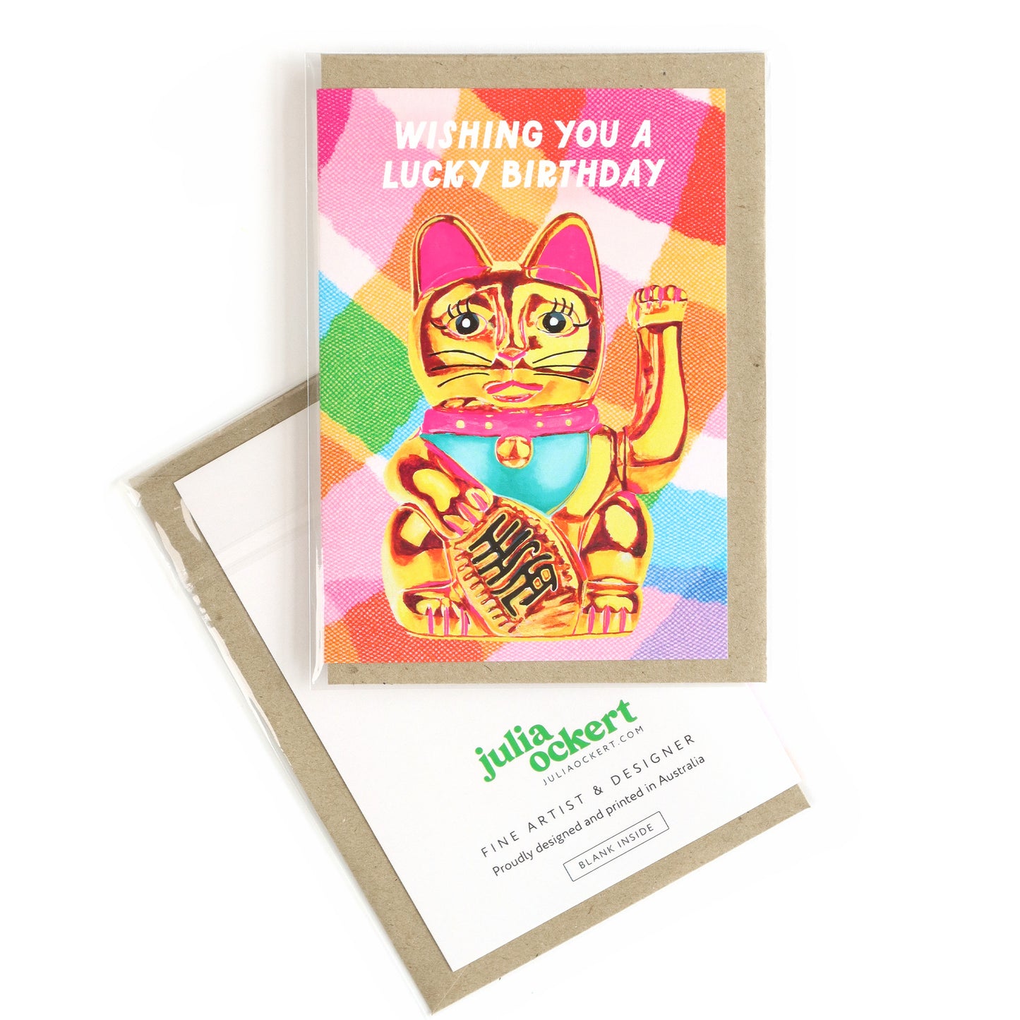 Maneki-Neko Lucky Cat Birthday Greeting Card
