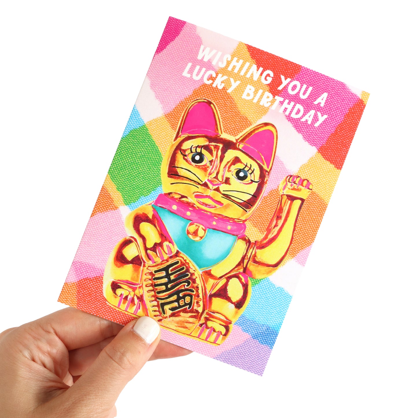 Maneki-Neko Lucky Cat Birthday Greeting Card