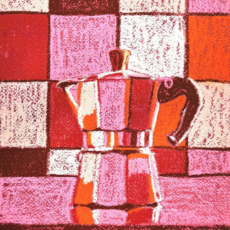 Moka Pot Original Oil Pastel Artwork