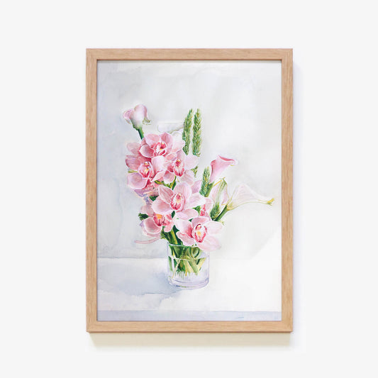Orchids and Lilies Still Life Art Print