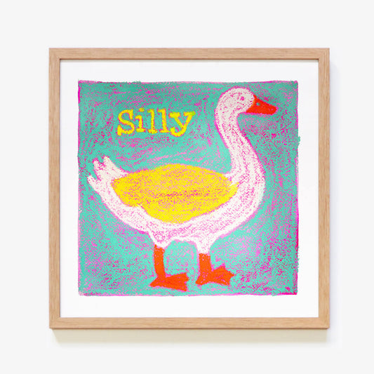 Silly Goose in Oil Pastel (Blue)