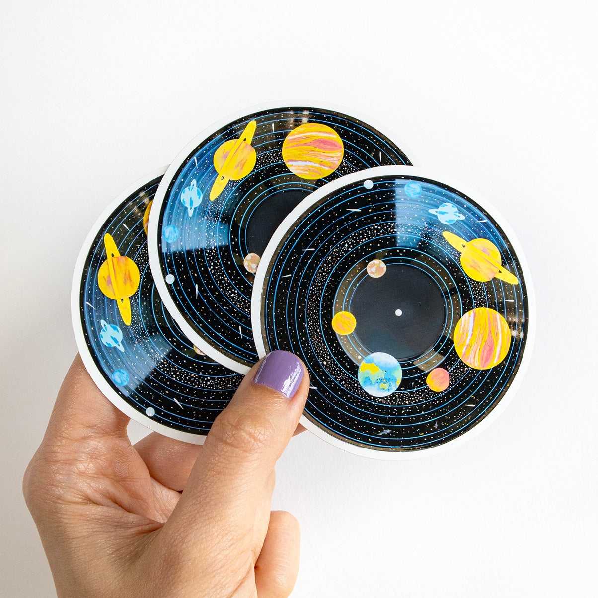Solar System Vinyl Record Sticker