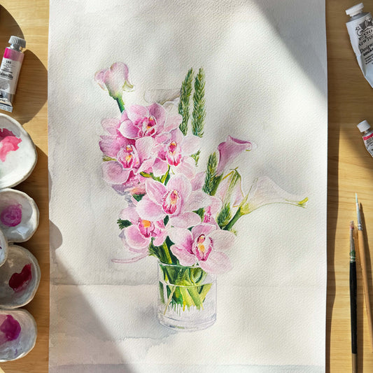 Orchids and Lilies Still Life Original Painting