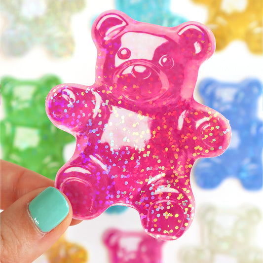 Glittery Gummy Bear Stickers (7 Colours)