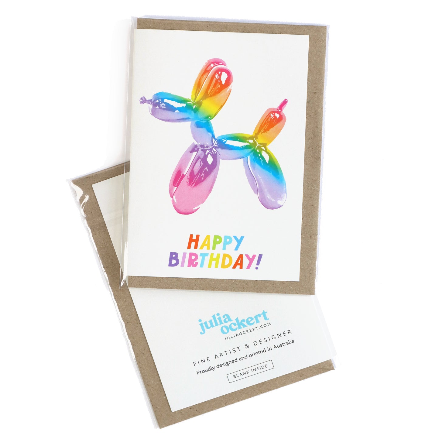 Rainbow Bday Balloon Dog Greeting Card