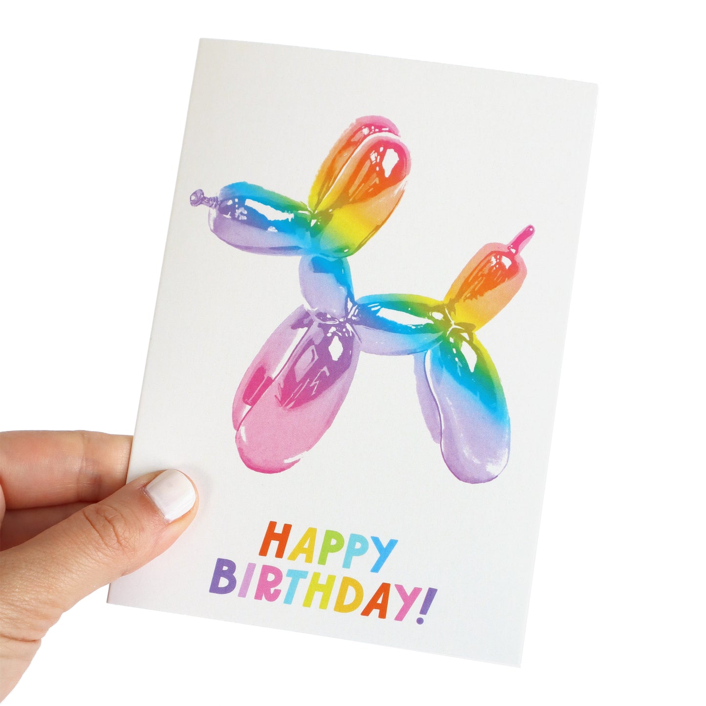 Rainbow Bday Balloon Dog Greeting Card