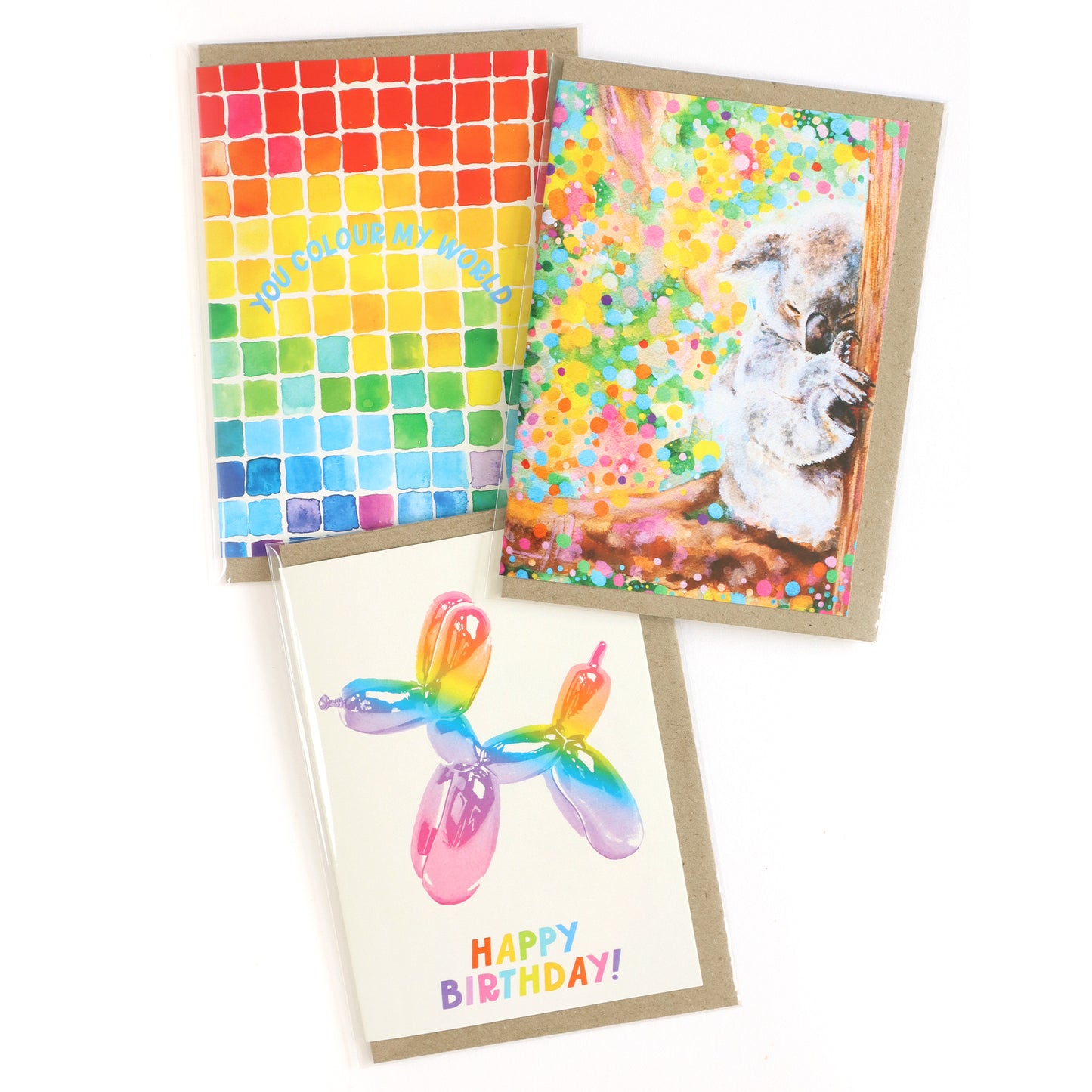 Rainbow Bday Balloon Dog Greeting Card