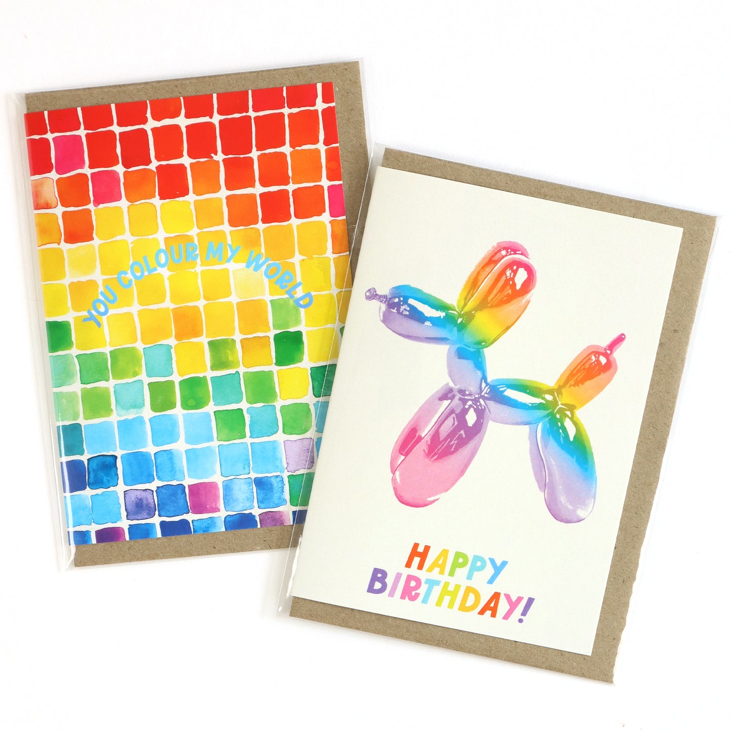 Rainbow Bday Balloon Dog Greeting Card