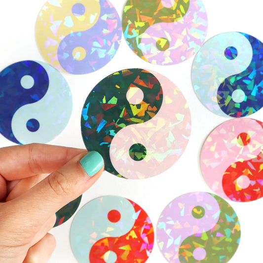 Colourful Yin-Yang Glitter Stickers (6 Colours)