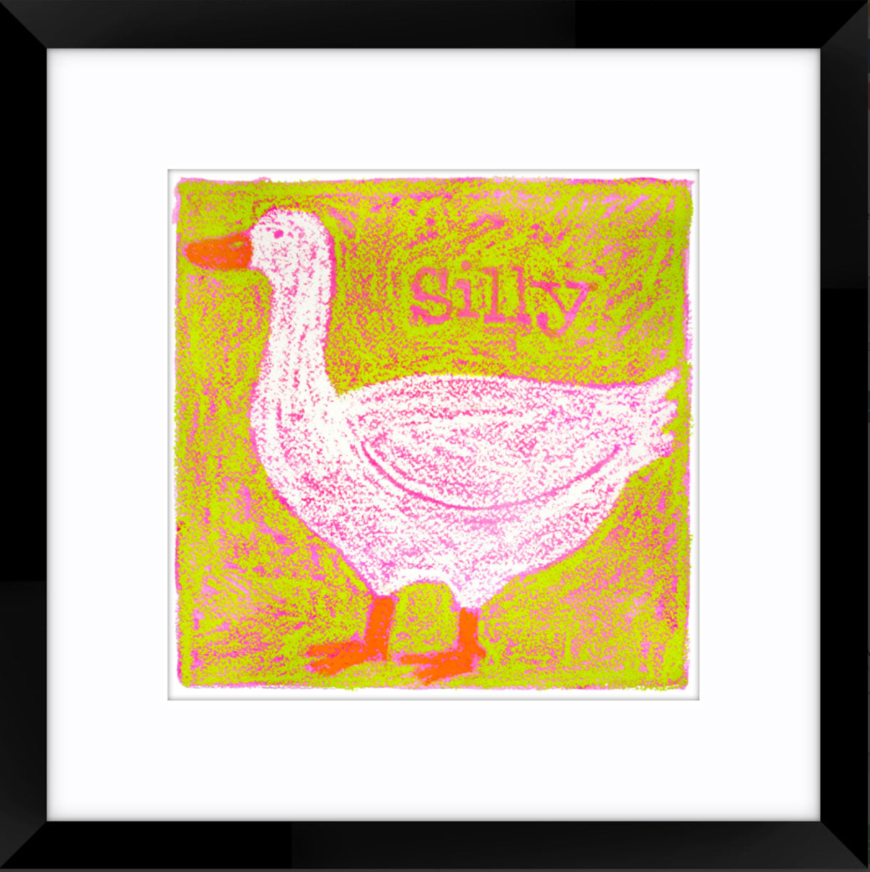 Silly Goose (Green) Original Oil Pastel Artwork
