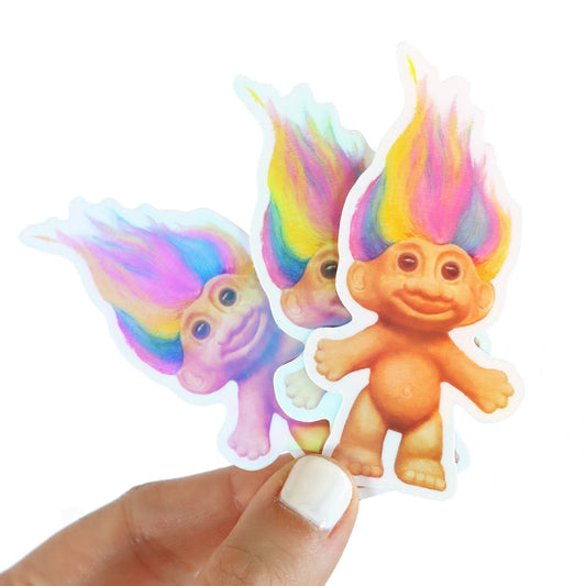 90s Rainbow Troll Doll Holo Vinyl Sticker