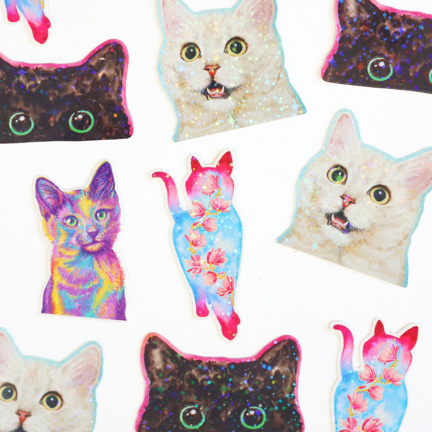 Purply Kitty Glitter Sticker