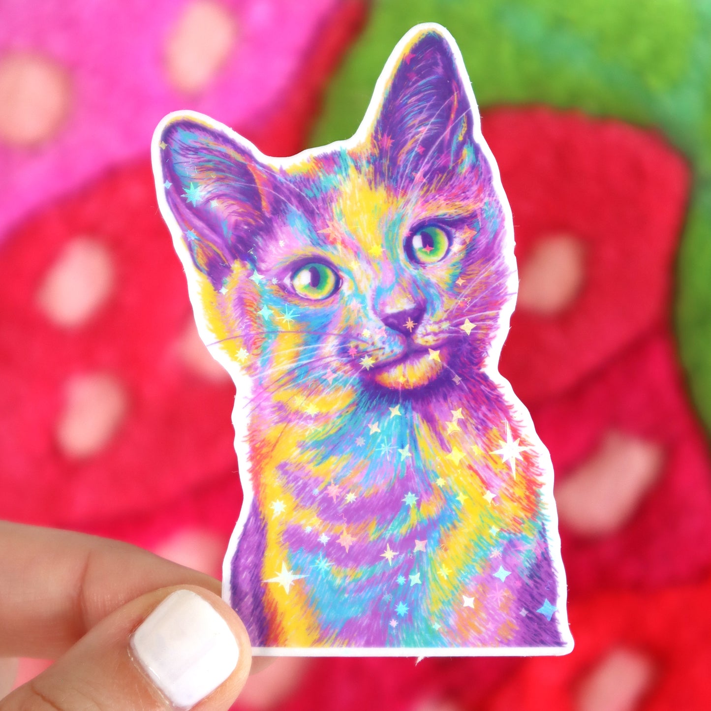 Purply Kitty Glitter Sticker