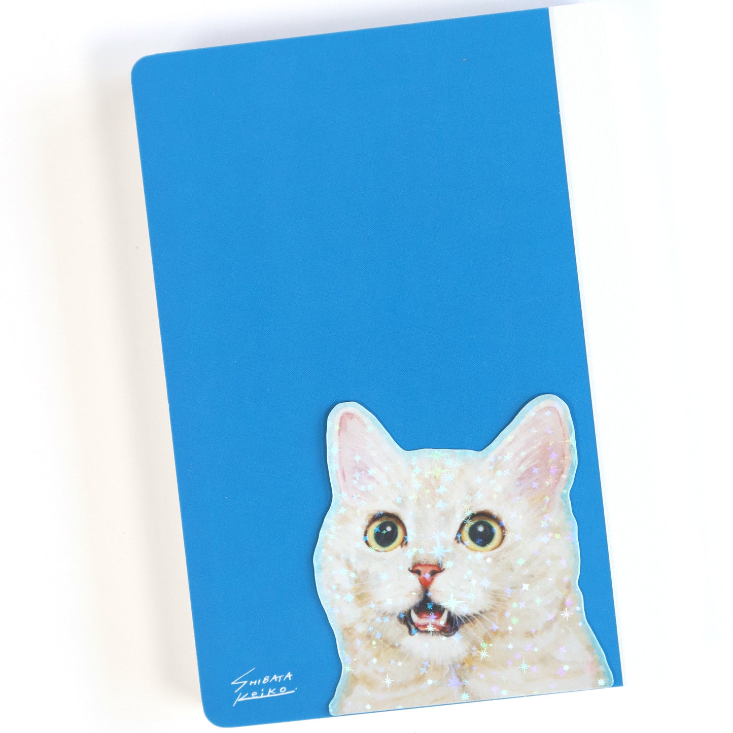Funny Blue Kitty Sparkle Sticker