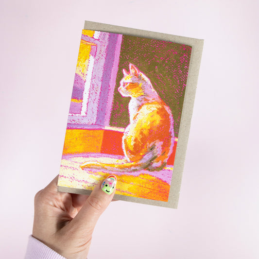 Sun Cat (Lilac) Sympathy Greeting Card