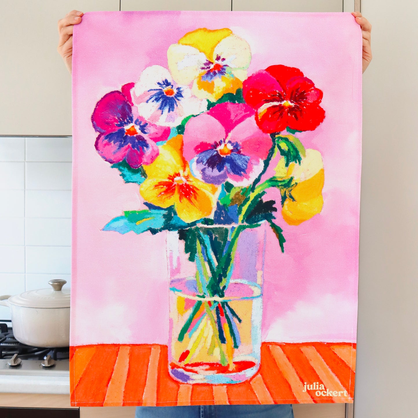 Pansies In Wonderland Tea Towel