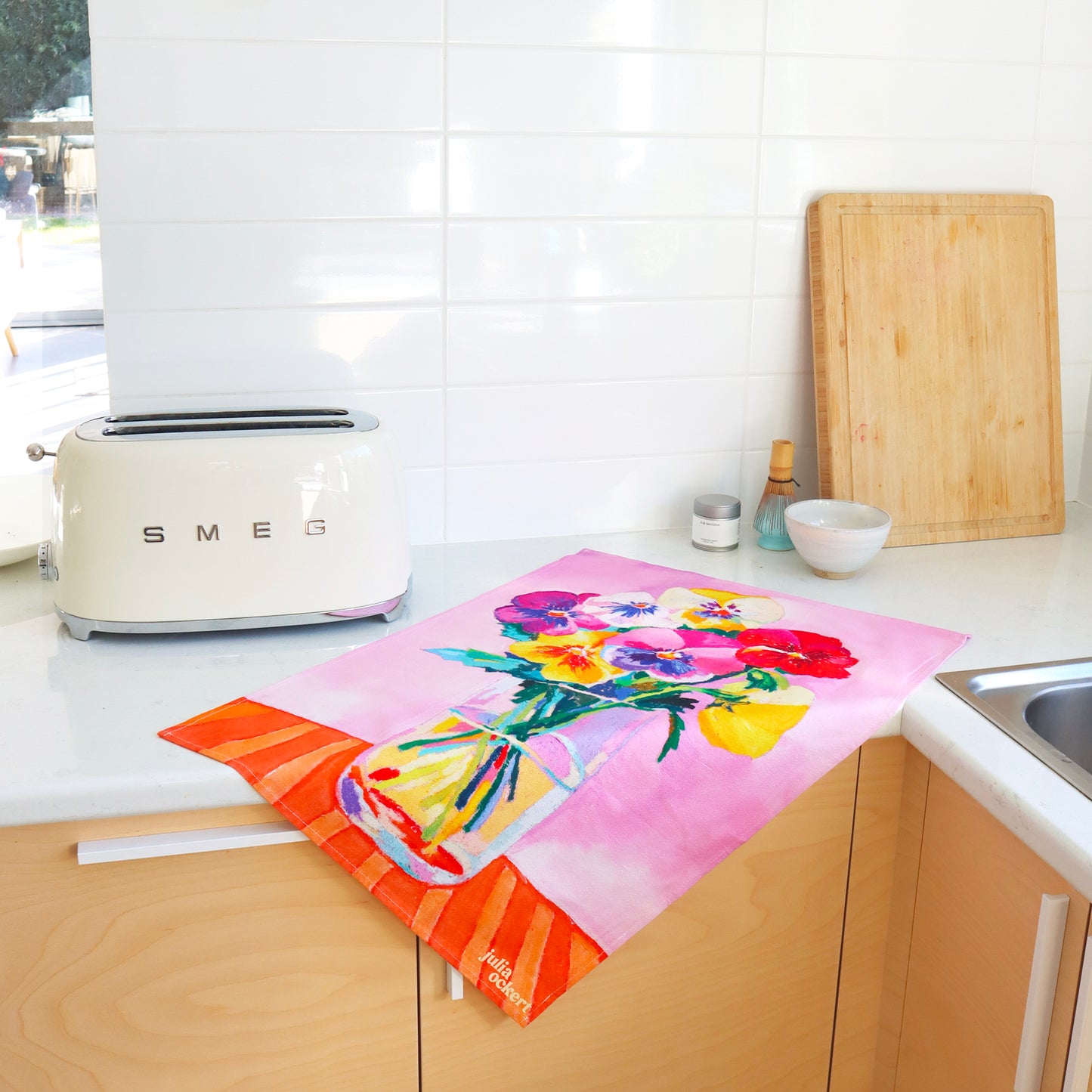 Pansies In Wonderland Tea Towel