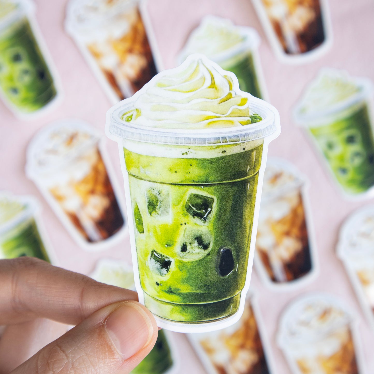 Matcha Latte & Iced Coffee Glitter Stickers
