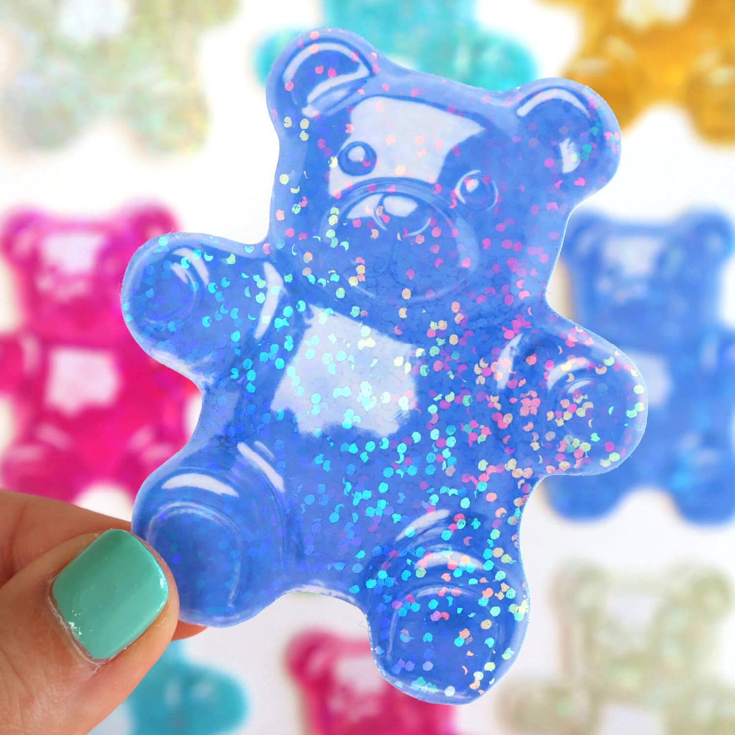 Glittery Gummy Bear Stickers (7 Colours)