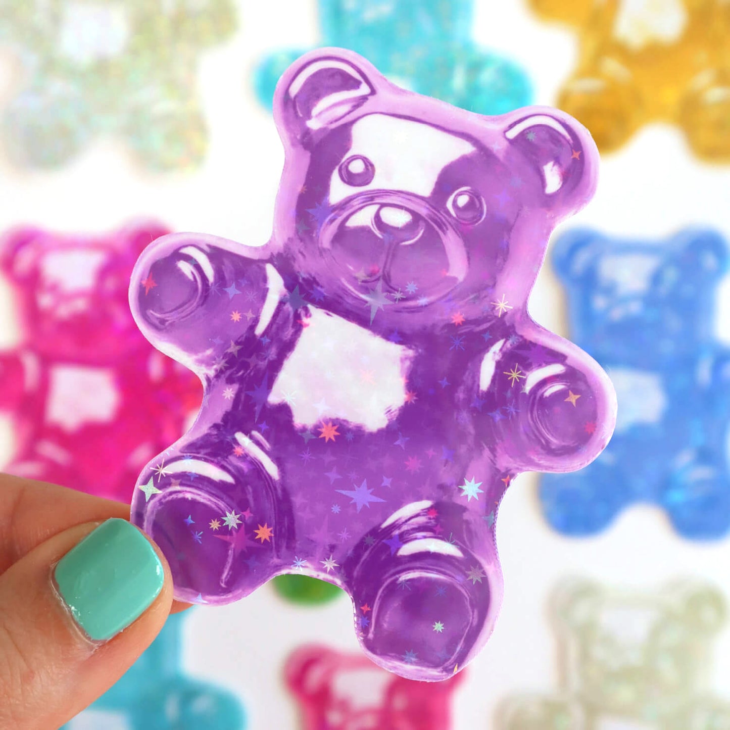 Glittery Gummy Bear Stickers (7 Colours)