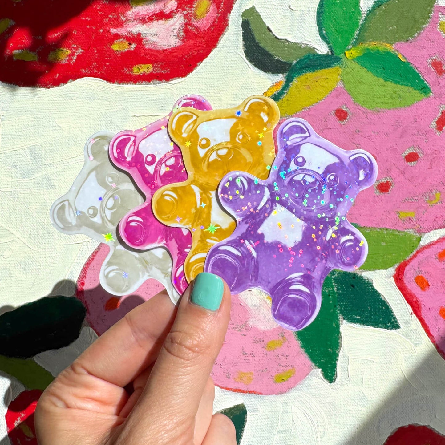 Glittery Gummy Bear Stickers (7 Colours)