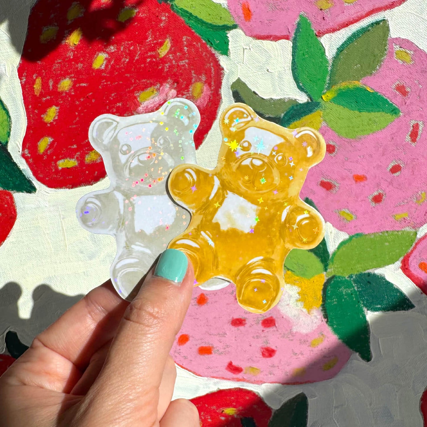 Glittery Gummy Bear Stickers (7 Colours)