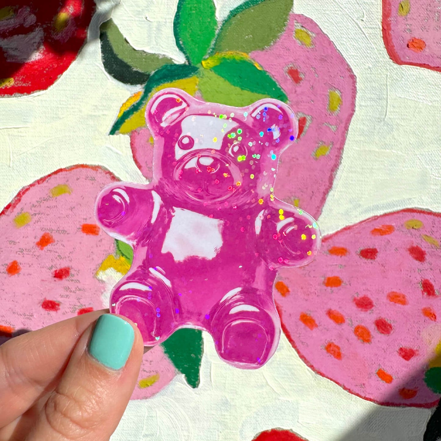 Glittery Gummy Bear Stickers (7 Colours)