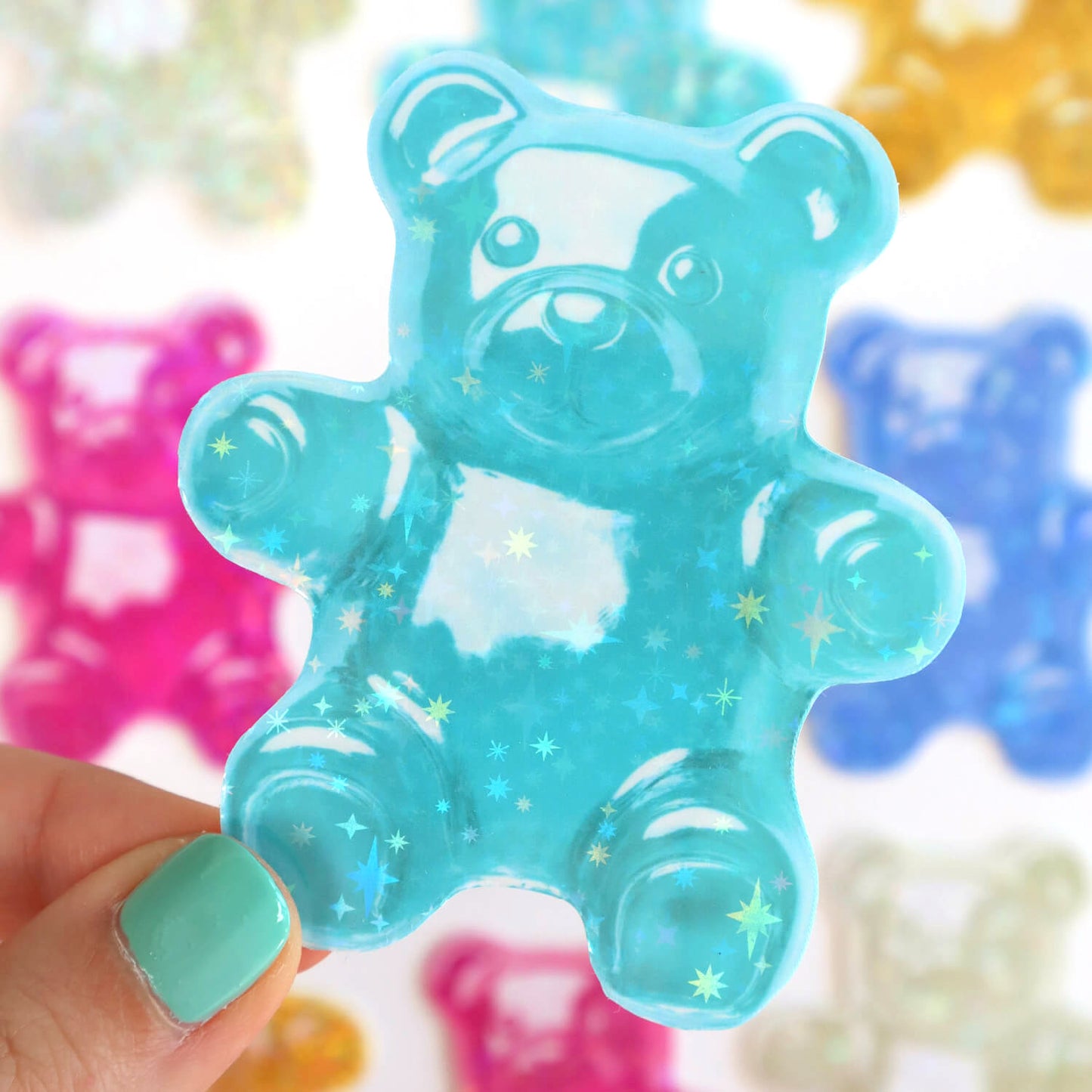 Glittery Gummy Bear Stickers (7 Colours)