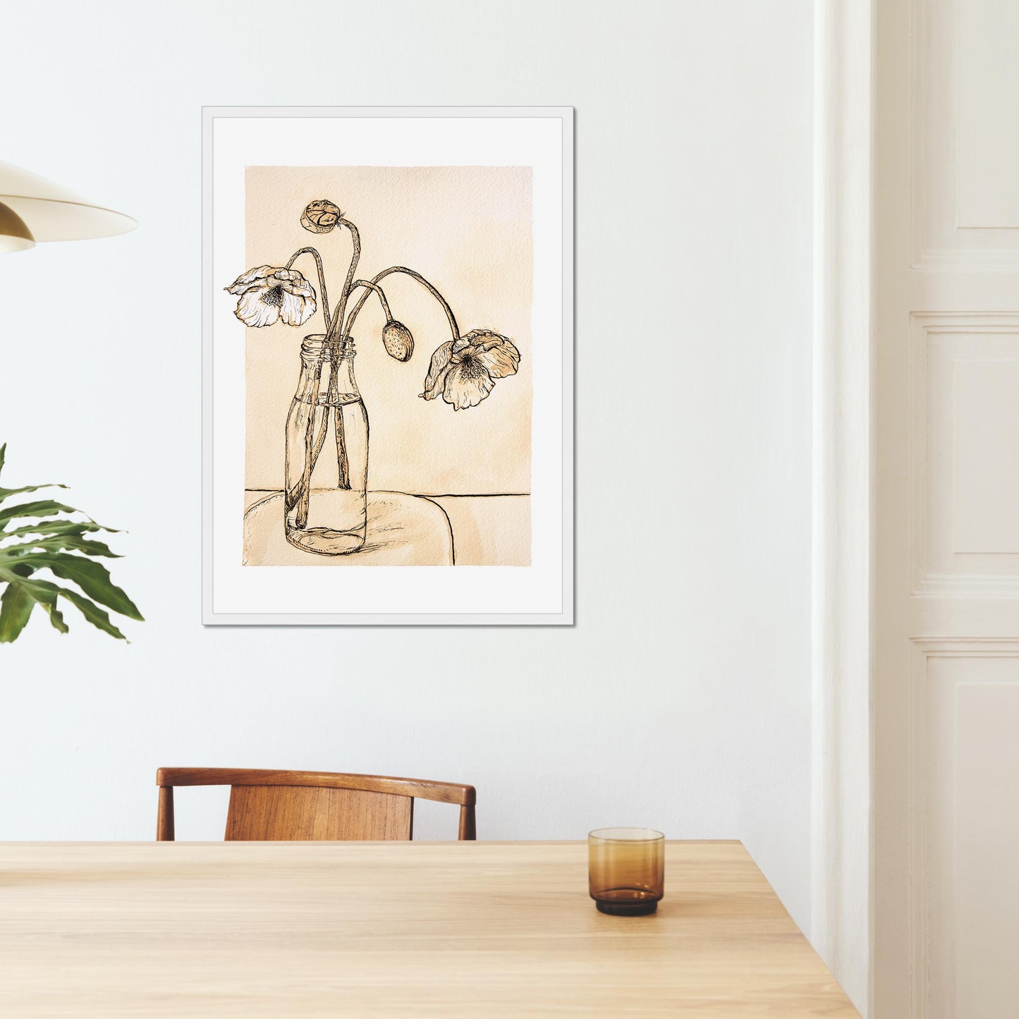 Tea Poppies Ink Drawing