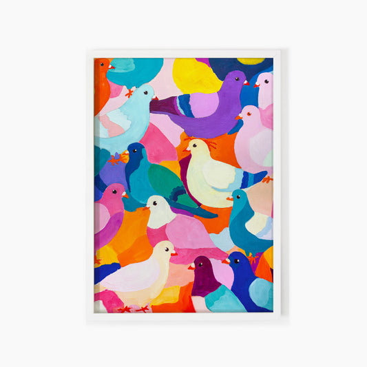 Pigeon Party Art Print